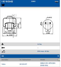 1E18D02 - Air spring, with steel piston/Contitech/ 215x215