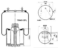 78941CPL - Air spring BPW30 plastic piston 215x215