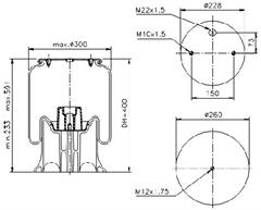 1R11764 - Air spring SCHMITZ 215x215