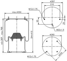 1R14728 - Air spring SAF 215x215