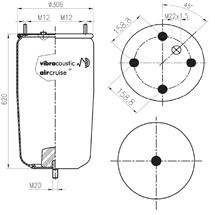 V1DK32E4 - Convoluted air spring (w/out piston) 215x215