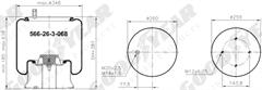 V1DK258747 - Convoluted air spring (metal piston) 215x215
